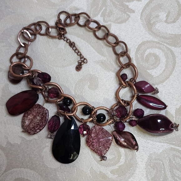 NAPIER 1950s Vintage Statement Necklace Rare Chunky Glass Drops, Amethyst Purple - Picture 3 of 9